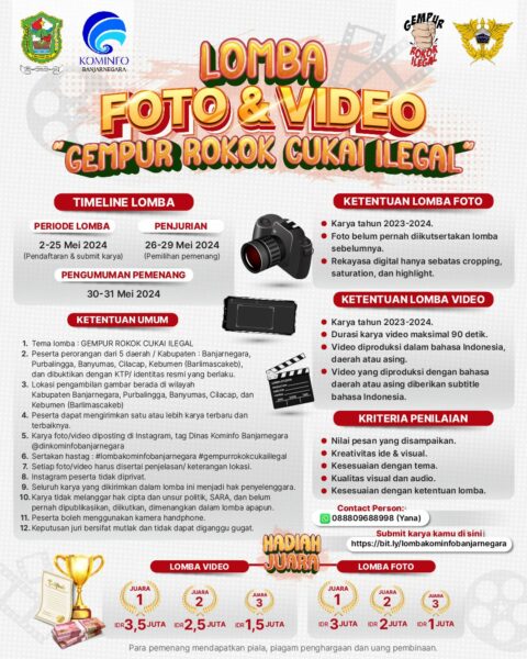 Ajak Perangi Peredaran Rokok Ilegal, Kominfo Banjarnegara Gelar Lomba Foto dan Video&nbsp;Pendek